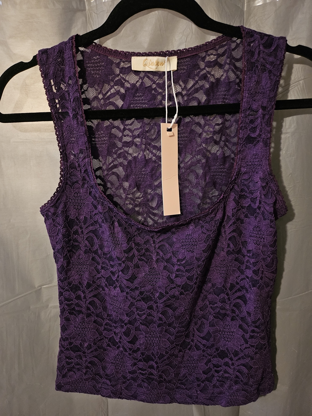 Lace Scoop Neck Camisole in Deep Purple by Unknown Brand